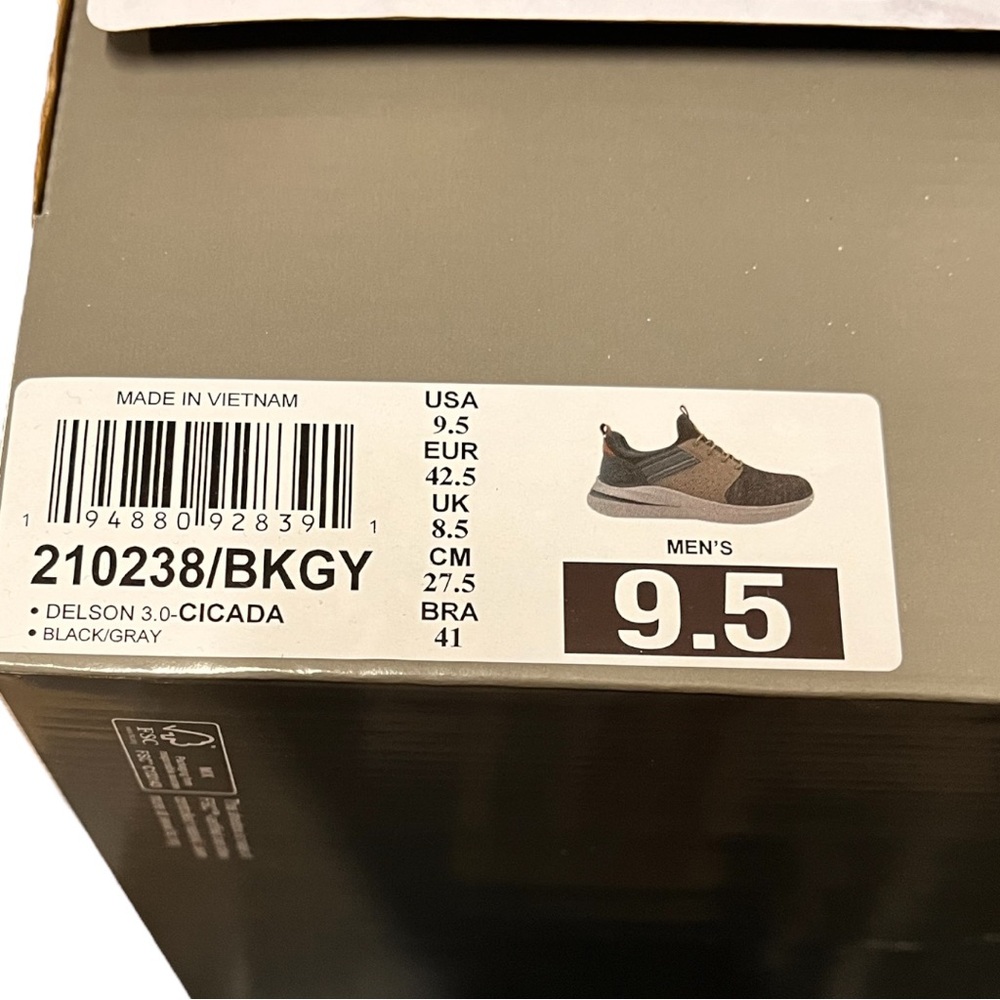 Skechers Delson 3.0 Cicada Sneaker 210238 Black Gray 9.5 12 NEW - Picture 6 of 7